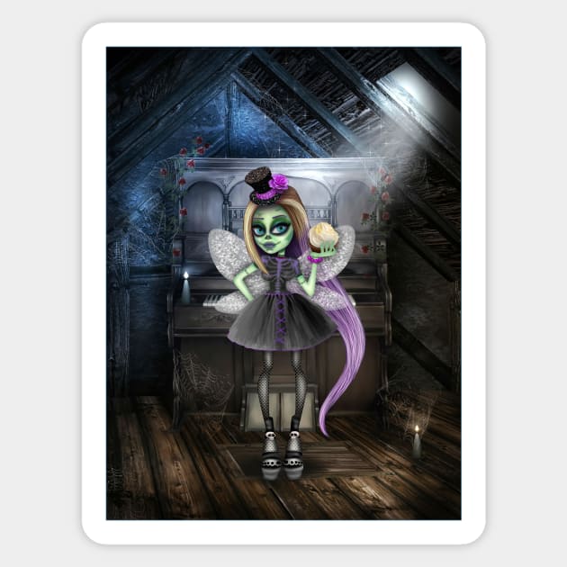 Goth fairy and piano Sticker by Paciana Peroni